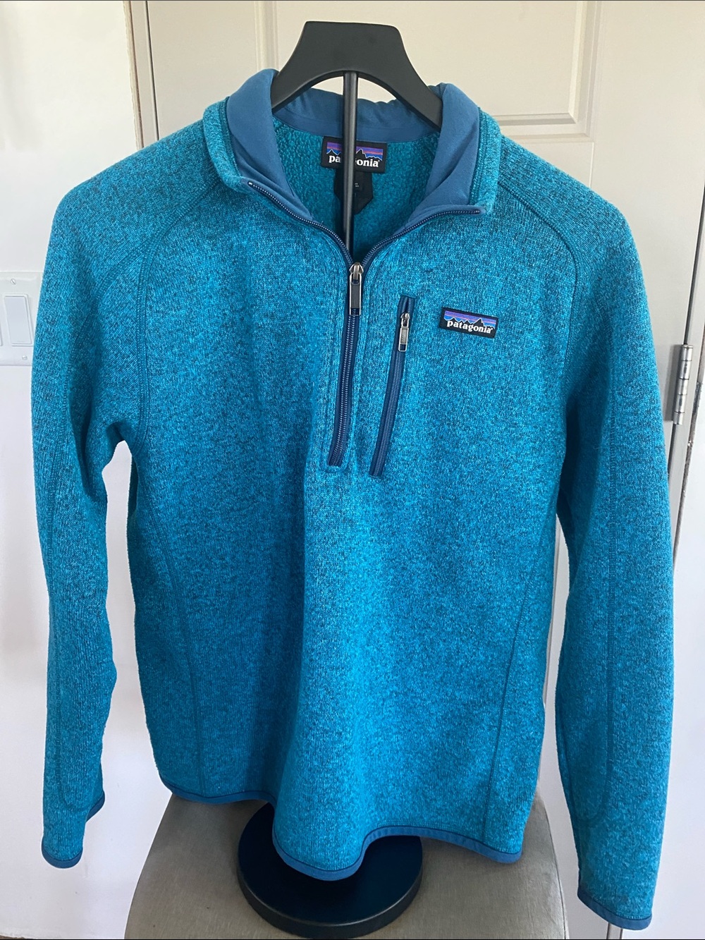 Patagonia Teal Blue Quarter-Zip Performance Fleece- Small